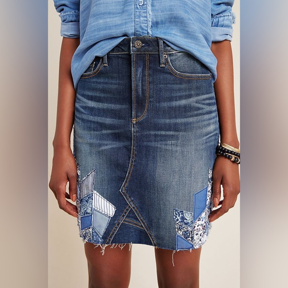 Driftwood Regular Stef Patchwork Denim Skirt - image 1